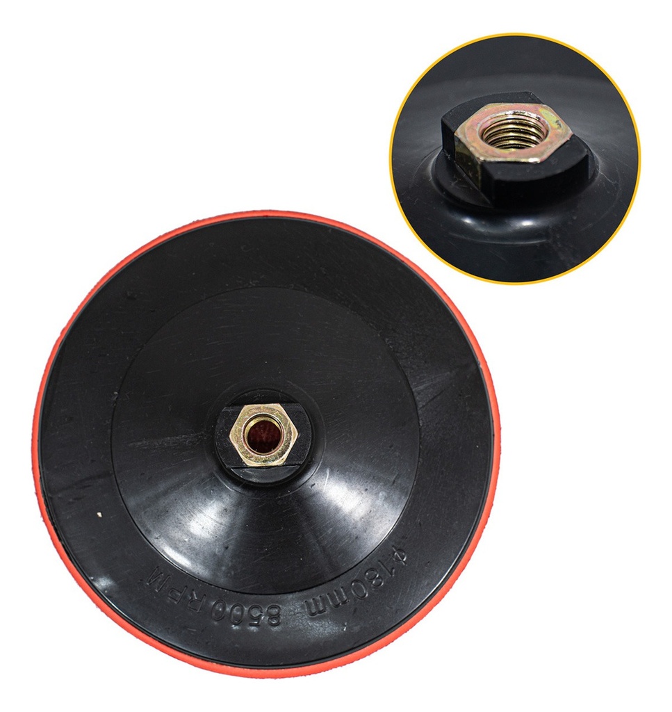 Disco Goma  P/Pulido Con Velcro 7` /180mm. Rosca M14-APP0111