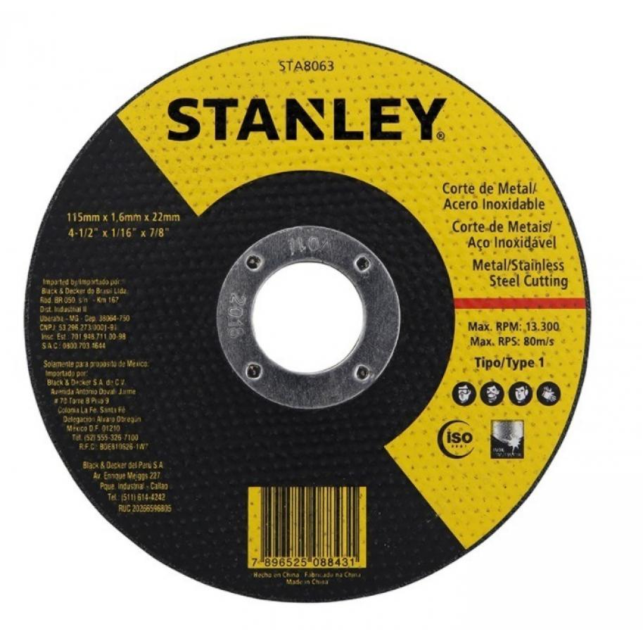 Disco De Corte Metal Stanley 115 X 1.6 Sta8063
