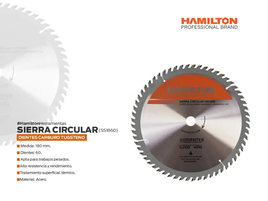 Sierra Circular 180mm 60 Dientes