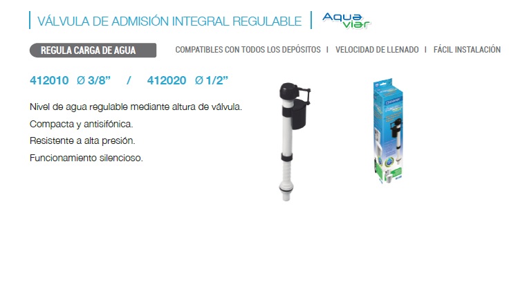Valvula De Admision Integral Altura Regulable S/Rep 3/8
