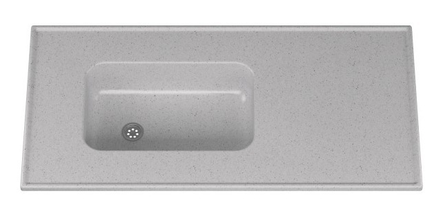 Mesada 140x60 Sin Zocalo Gris Claro Bacha Integrada