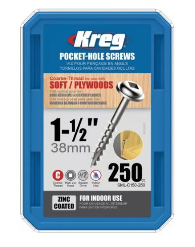 Tornillos De Zinc Kreg Sml-c150 De 1 1/2 - 38mm X 250 Unid