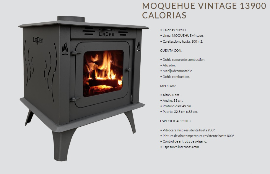 Estufa A Leña 13.900 Calorias Moquehue Vintage