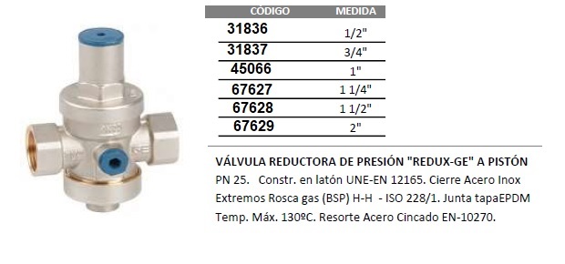 Valvula Reduc Reg Redux-Ge 25Bar 1 1/2"