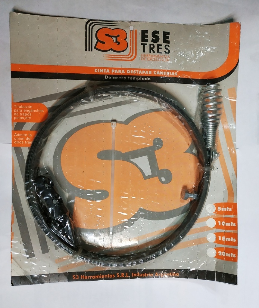 Cinta De Acero Destapa Cañerias X15mts