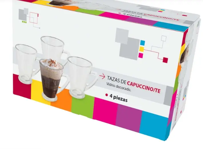 Taza Capuchino Vidrio Set X4