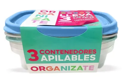 Tupper Hermetico Rectangular X 3 Unidades 0.8LT