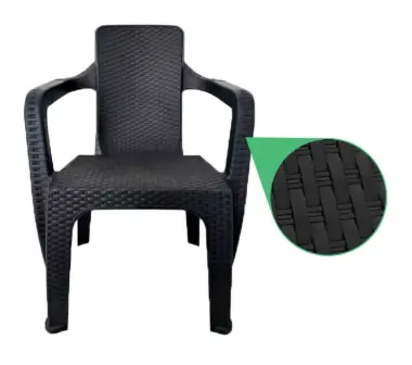 Sillon Plastico Simil Ratan Con Apoyabrazos Negro