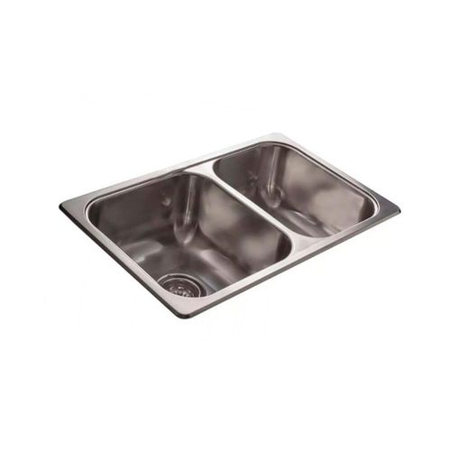 Pileta Doble Dm 63 C/Sopapas  Ac.Inox 430