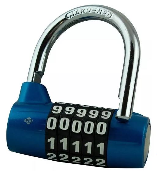 Candado De Aleacion 5 COMBINACIONES 65 MM AZUL