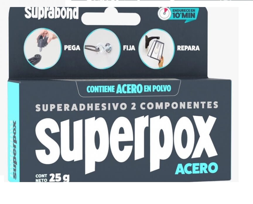 Superpox Adhesivo 2 Comp  Acero En Polvo 25 Gr