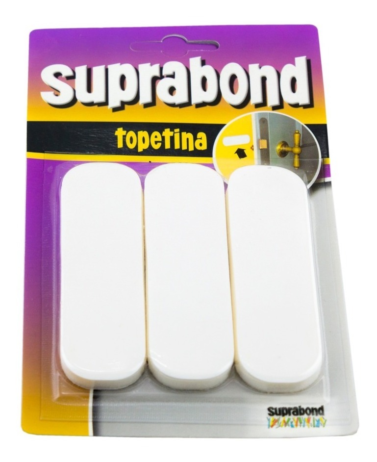 Topetina Rectangular - blanca - de 8.5 x 3cm / espesor 5mm