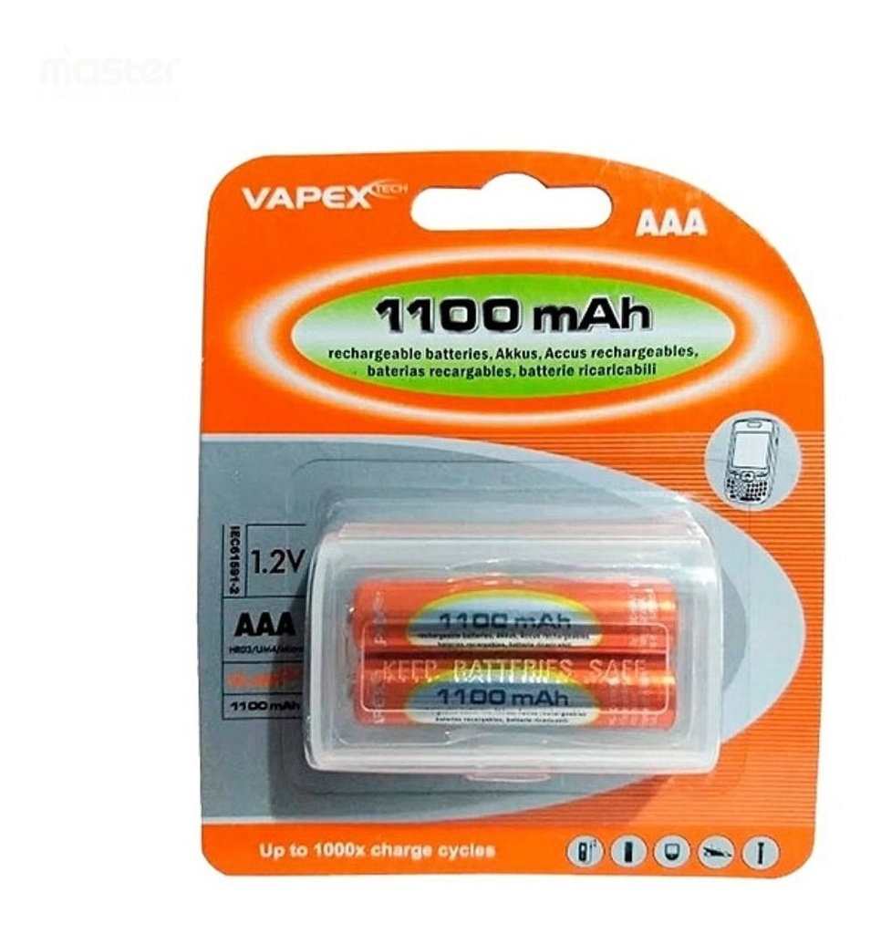 Pila AA Recargable 1100 MA NI/MH Vapex $ X Uni (Blisx2)