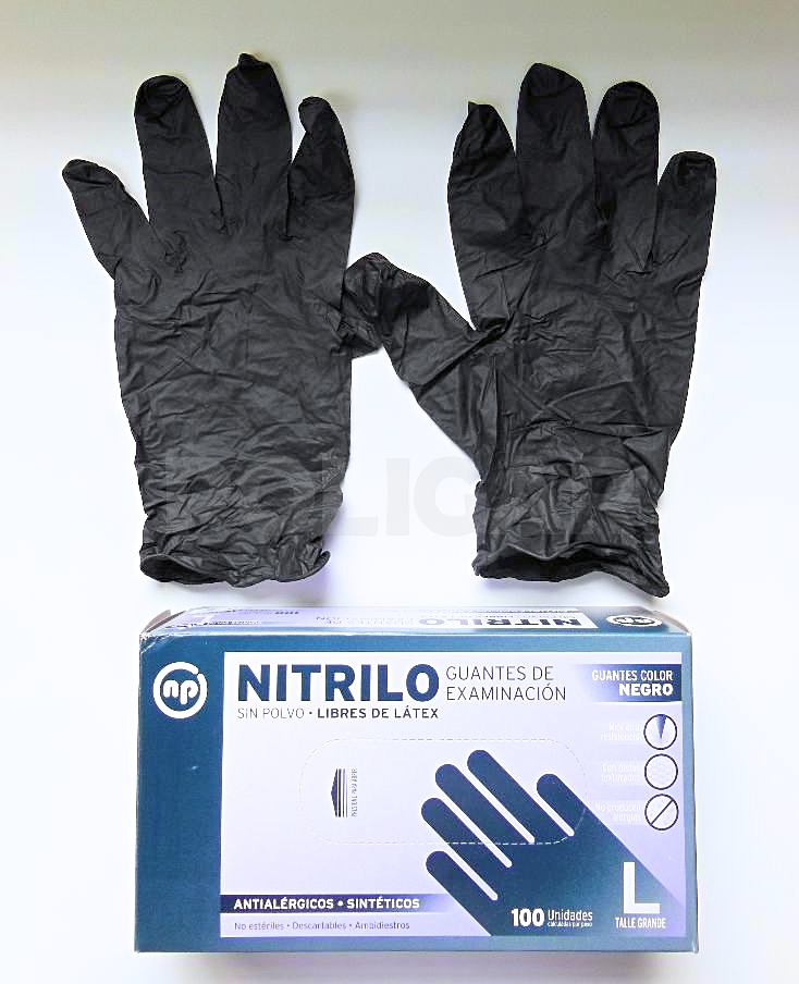 Guante Nitrilo Descartable Negro Ref S/Polvo $ X Par