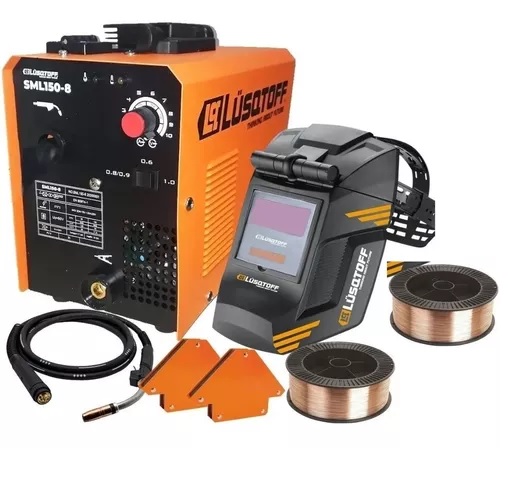 Soldadora Mig Flux 120AMP Kit 2 Esc  Mascar  Rollo