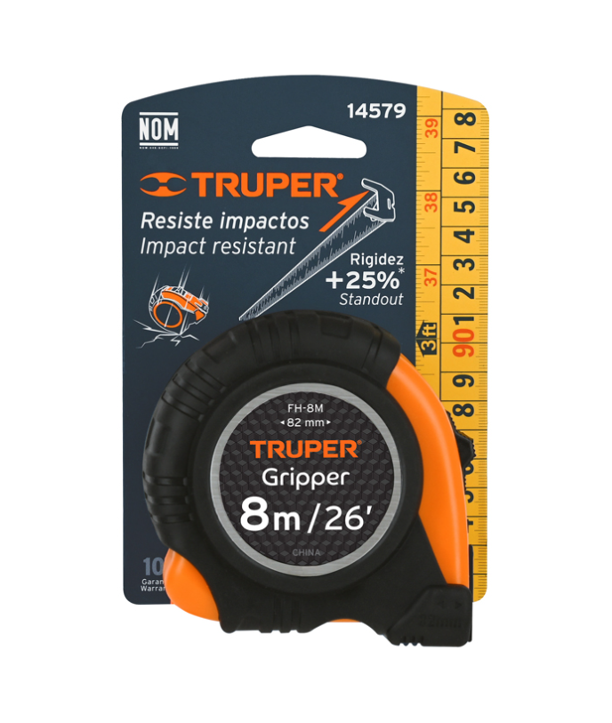 Cinta Metrica 3MTS Modelo Gripper Alto Impacto