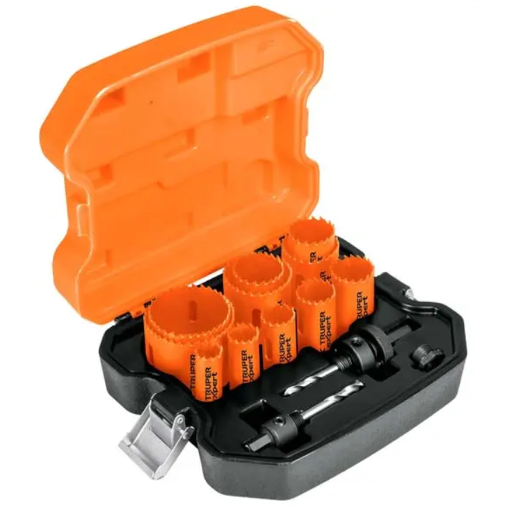 Kit De 11 Sierras Copa Bimetal + 2 Mandriles En Estuche