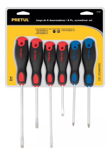 Juego De 6 Destornilladores Mango Confort Grip