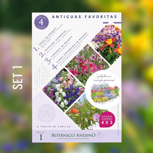 Set 4 Sobres De Flores Antiguas Favoritas