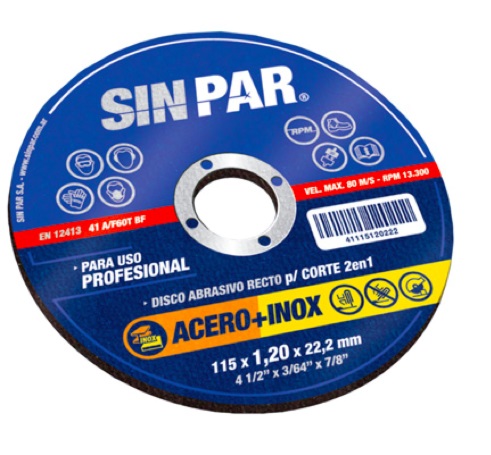 Disco De Corte Acero E Inox 115x0.80x22.2mm 2en1  *Ver Obs*