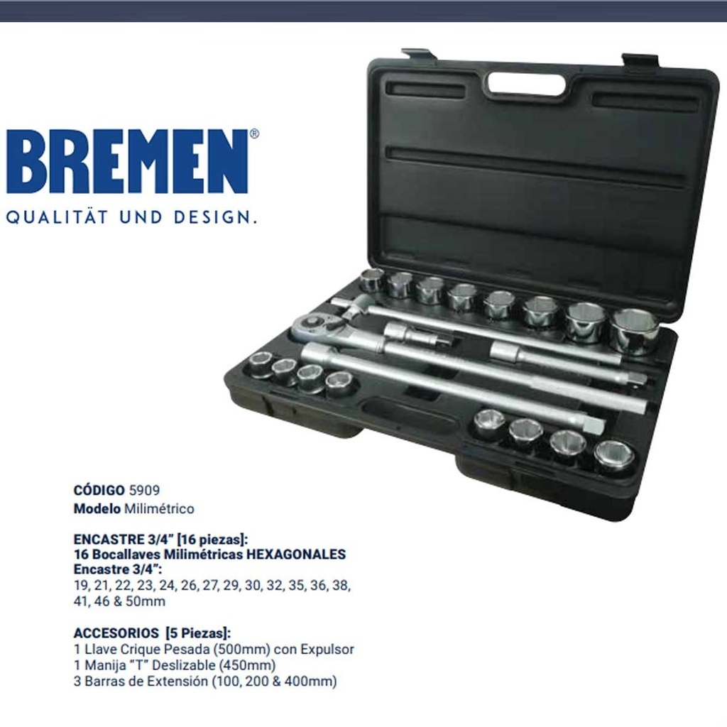 Juego Bocallaves Enc 3/4 X 21 Pza Mm