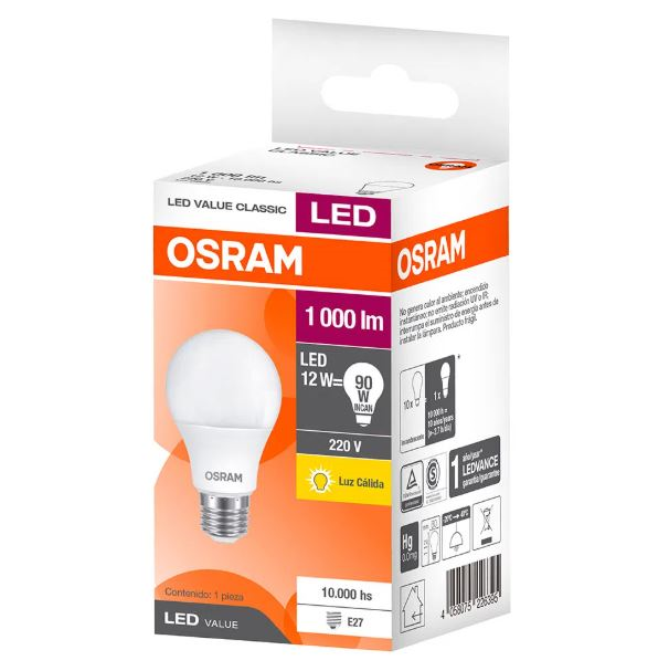 Lampara Led Value 12W / 830 Calida Osram