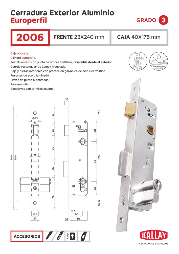 Kallay 2006/3030  Cerradura Embut Ref. Seg