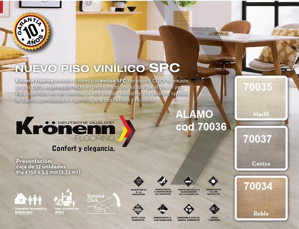 Piso Vinilico 3.5mm Marfil Modelo SPC Flooring $Xcaja 2.32m2