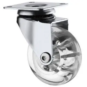 Rueda Transparente 75mm Base Girat Cromada