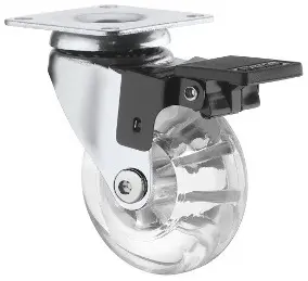 Rueda Transparente 75mm Base Girat C/Freno