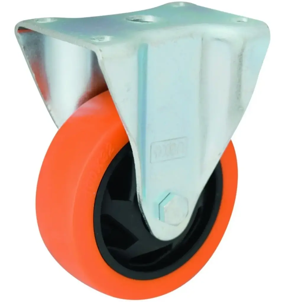 Rueda PU Naranja 75mm Base Fija