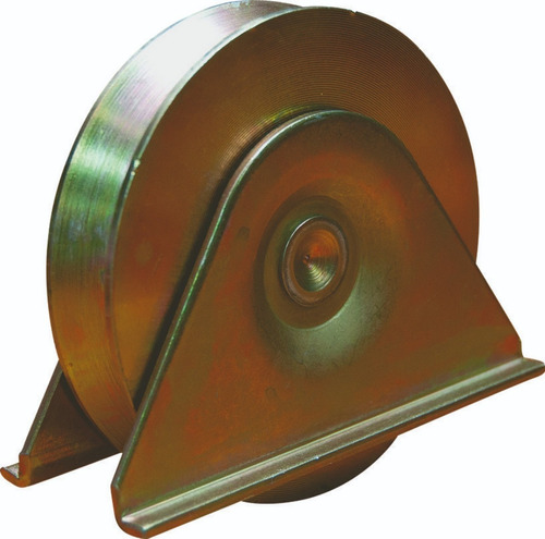 Rueda Acero Porton V 90mm Con Soporte