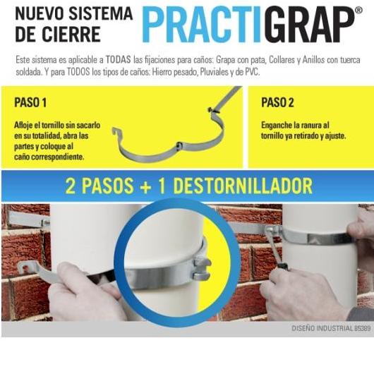 Practigrap Grampa P/Caño Pluvial 4" X 300mm