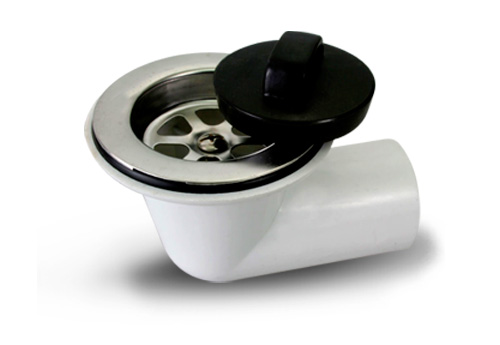 Sopapa PVC P/Bañera A Codo A Tornillo Acinox 40