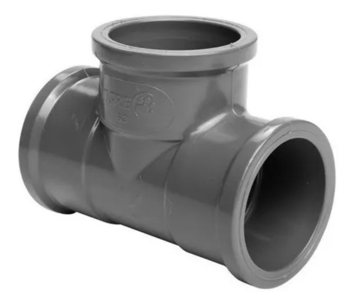 Tee PVC A 90° X 40mm Soldable  Gris