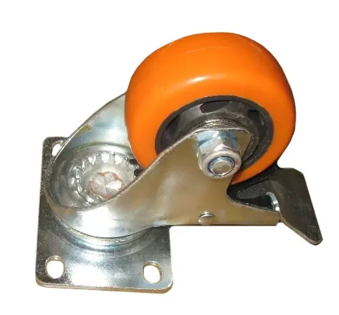 Rueda PVC 75x32 Mm Base Girat Con Freno