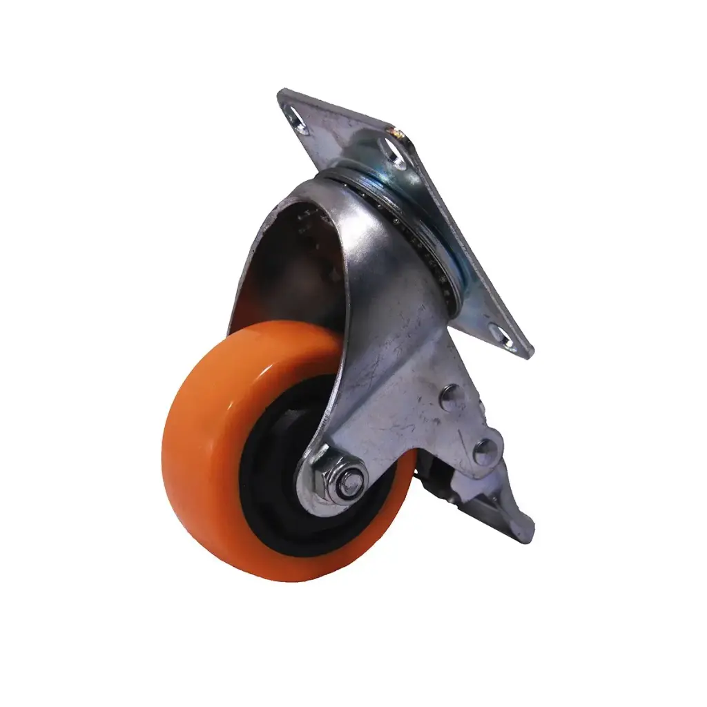 Rueda PVC 100X32 MM-Base Giratoria Con Freno