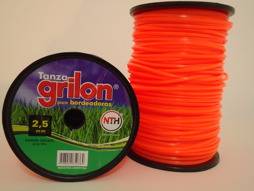 Tanza Monofil. Bordeadora Naranj Cuad 2.5mm X 1kg