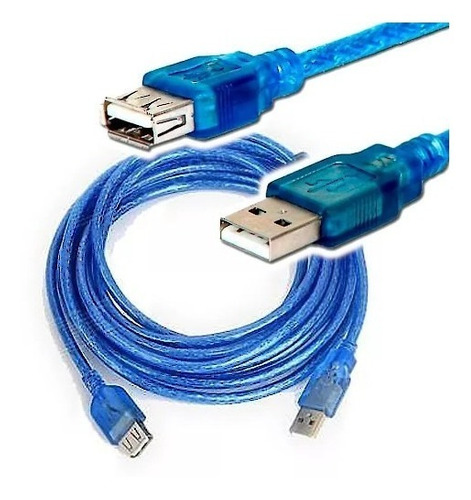 Cable Usb 2.0 Macho A Hembra A 4Mts Azul