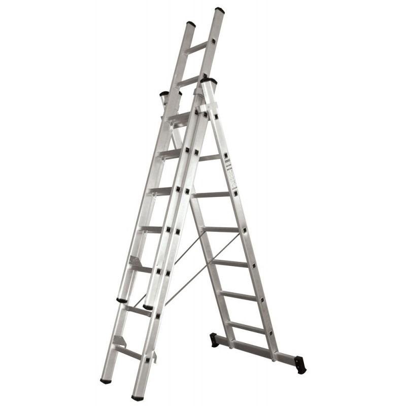Escalera Tijera Extensible 3 Tramos 7 Escalones