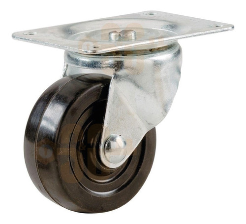 Rueda Goma C/Base Plana Girat. Ho.Zinc.  51Mm
