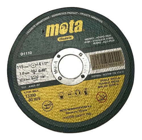 Disco C/Deprimido Metal Mota 115X3,2 D1132