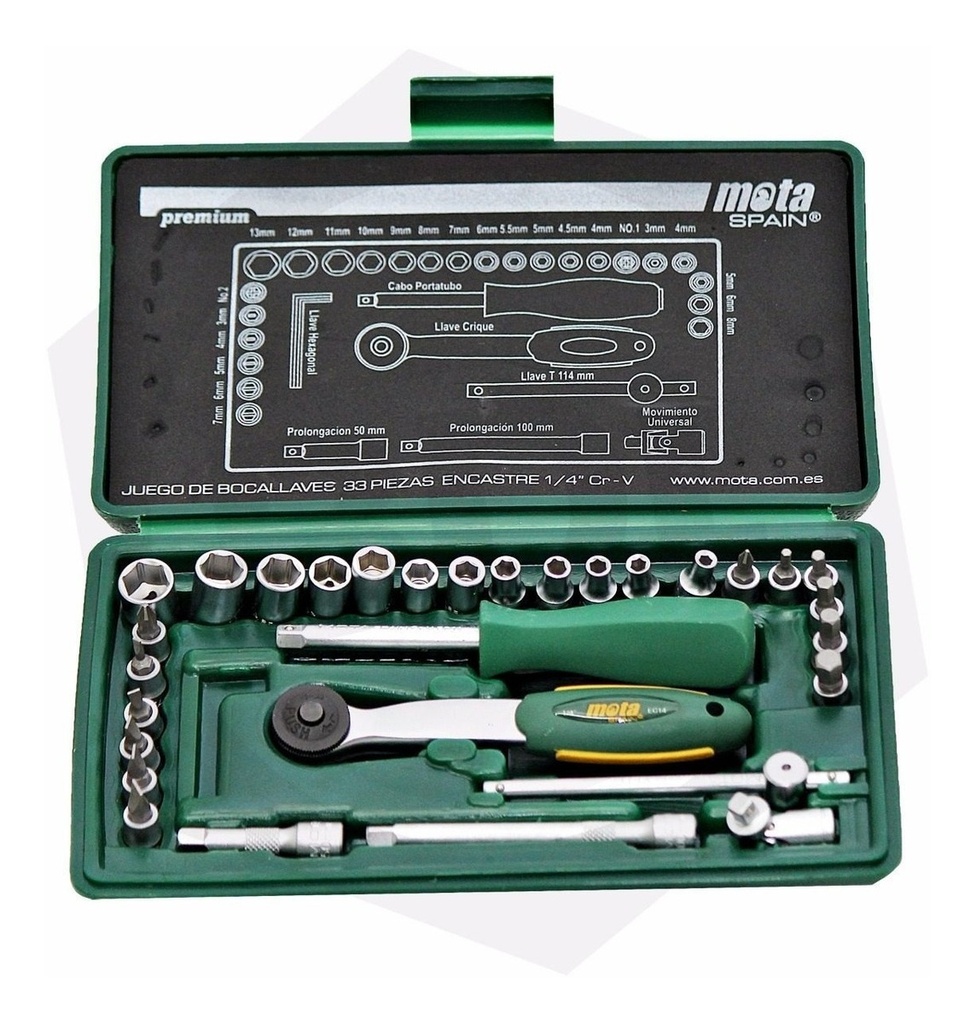 Jgo.(33 Pzas) Bocallaves Y Acces. 1/4" Mota