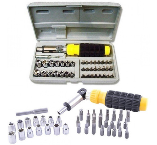 Jgo. Destornillador C/Puntas Y Tubos 41 Pzas. Neon