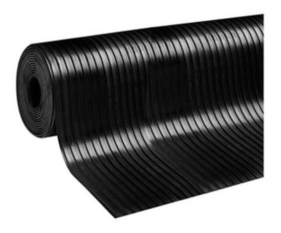 Piso De Goma Rayado Negro 2.2Mm X 1 M (Oferta)